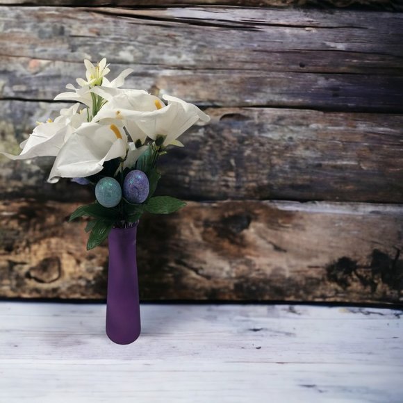 Easter Egg Flower Arrangement with Tall Purple Vase - Picture 3 of 5